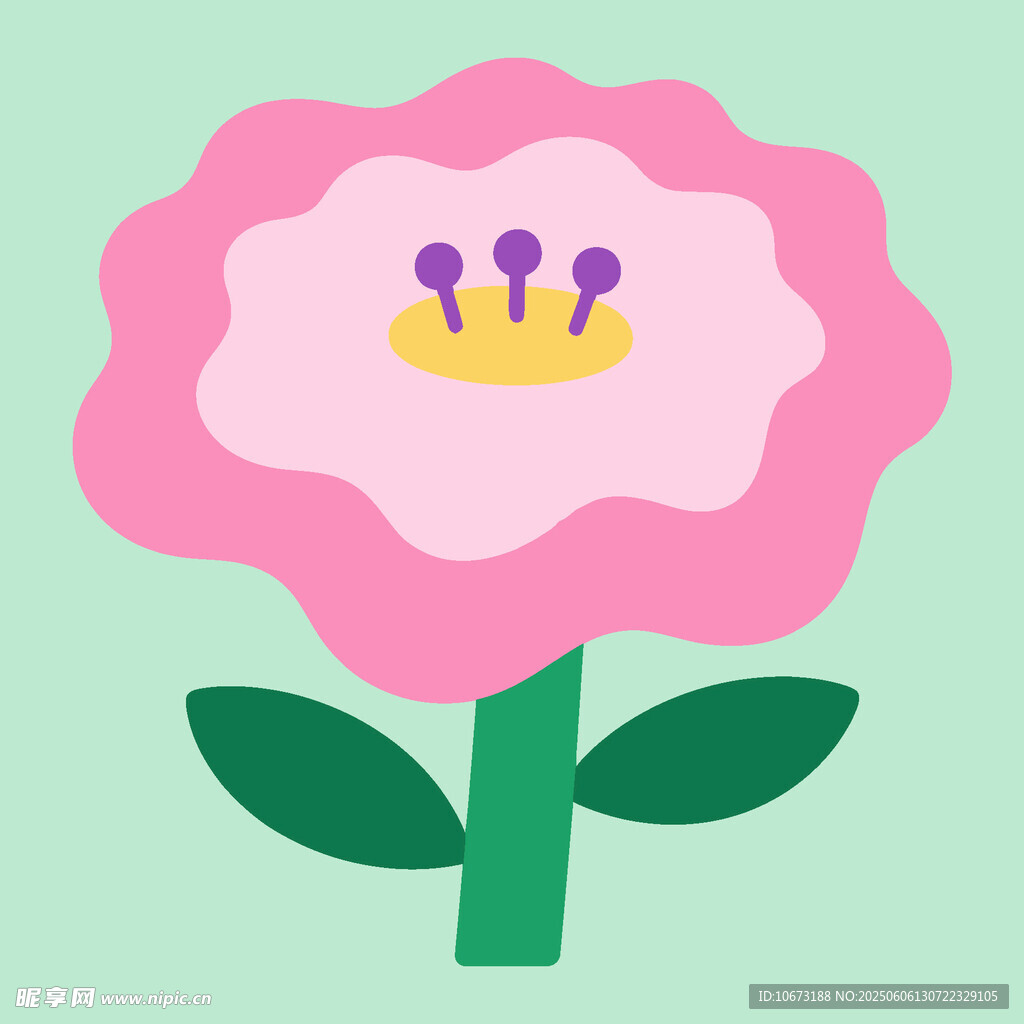 粉色花朵卡通插画