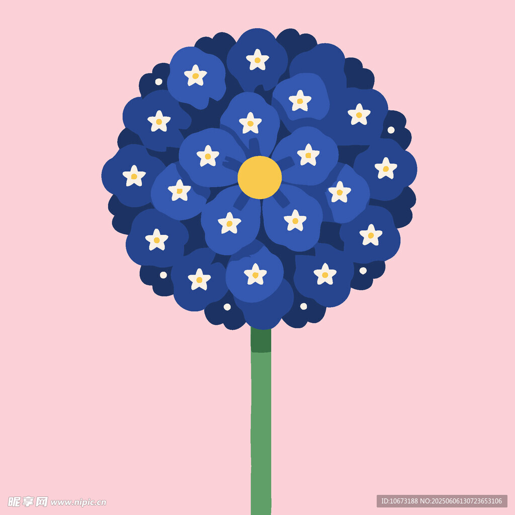 蓝色花朵插画