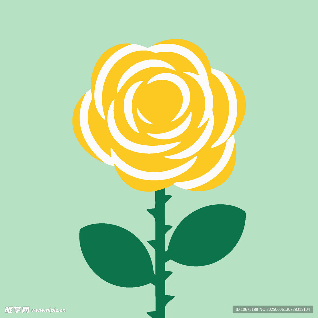 简约风格黄色玫瑰花图案