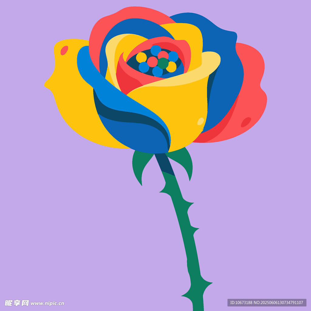多彩立体玫瑰花插画