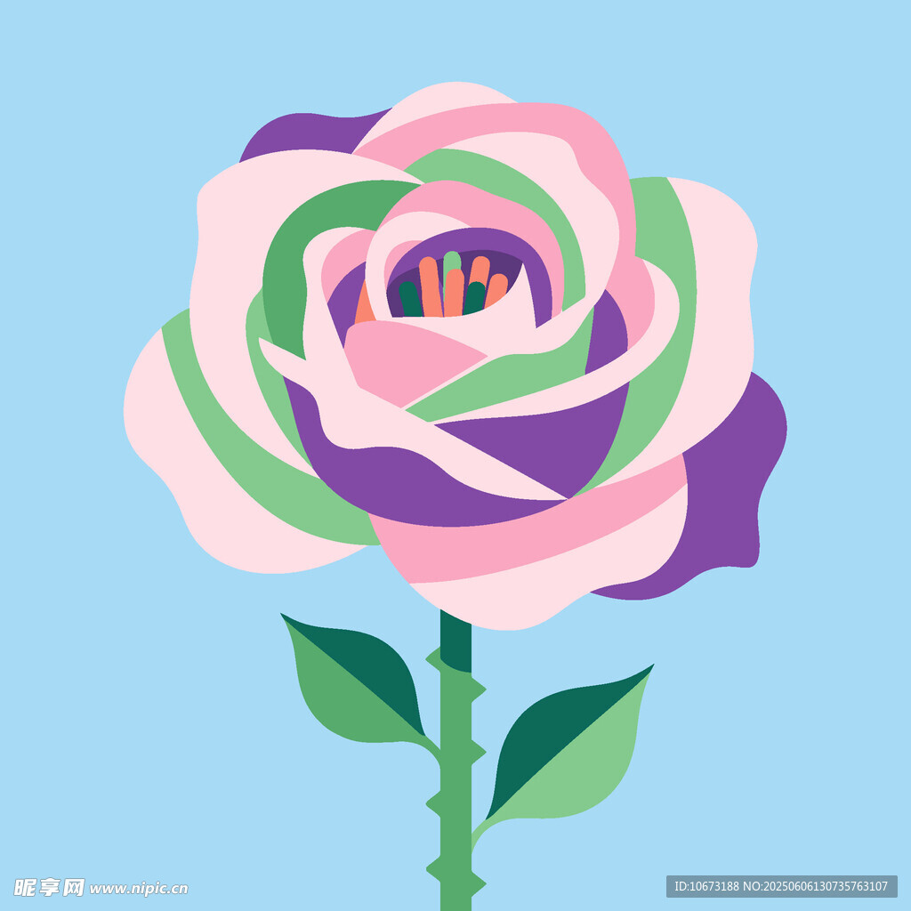 多彩渐变玫瑰花插画