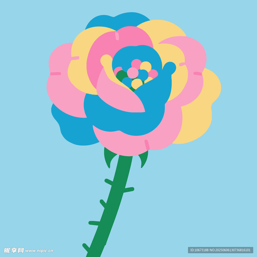 多彩梦幻玫瑰花插画