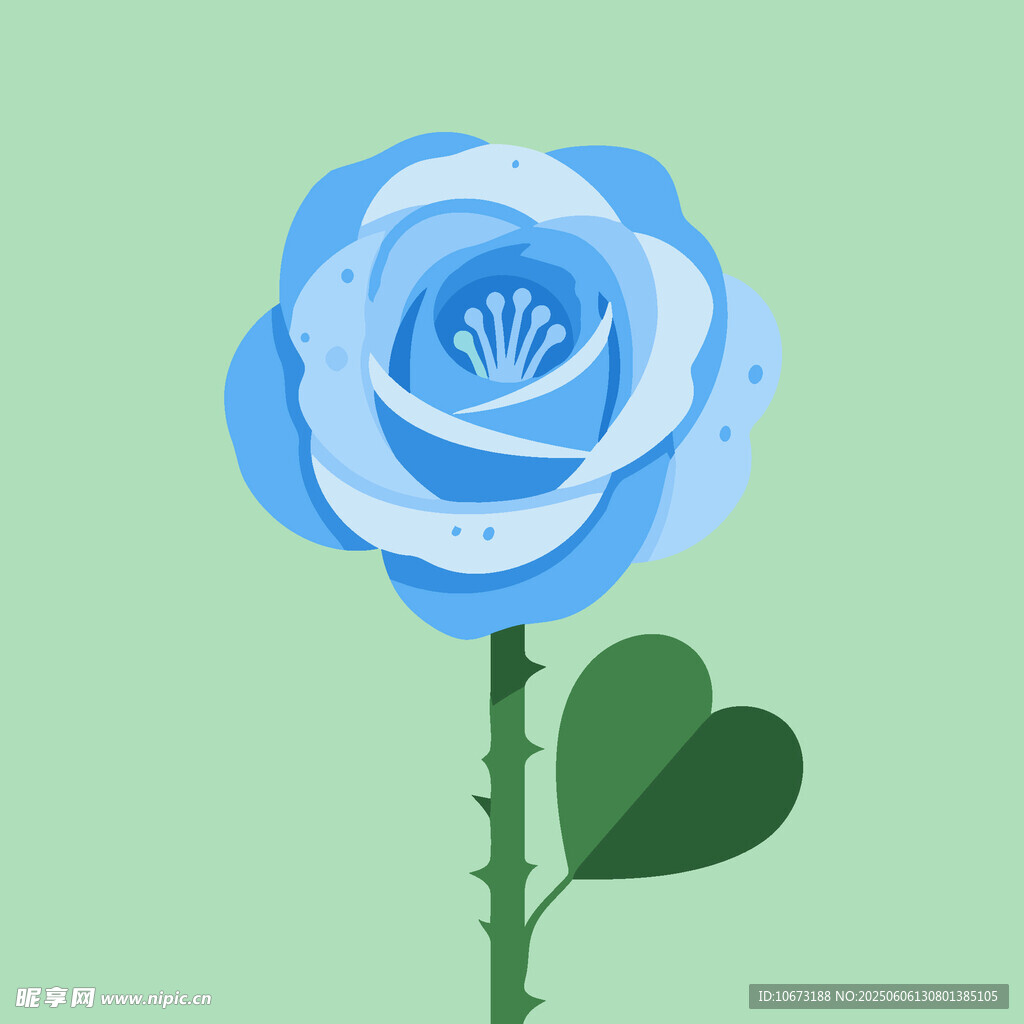 蓝色玫瑰插画