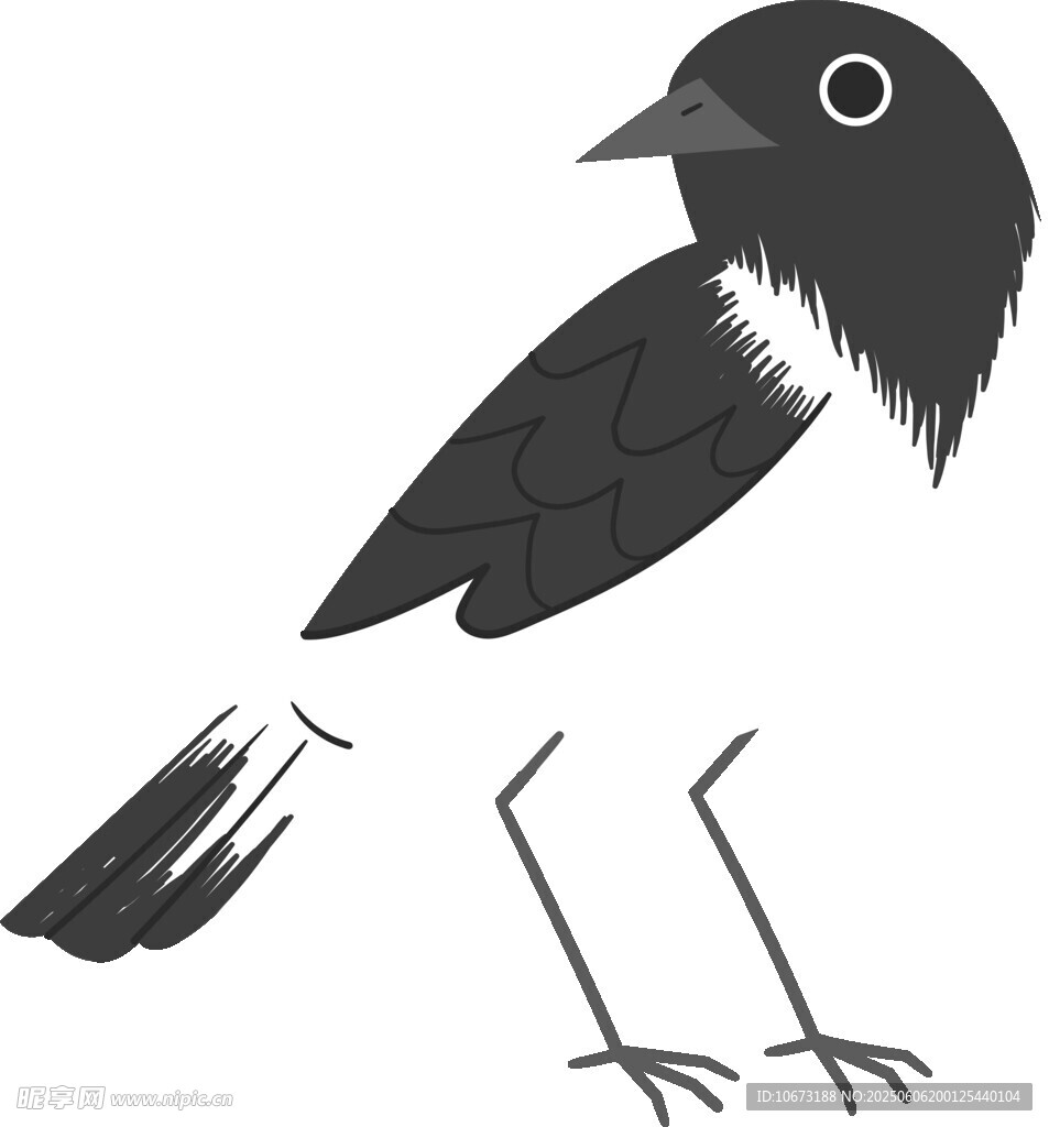 黑白简约风站立小鸟插画
