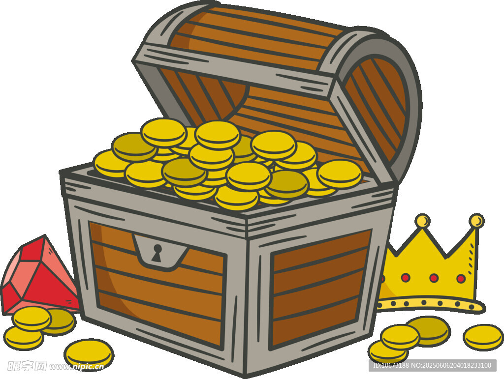 宝藏箱装满金币与宝物