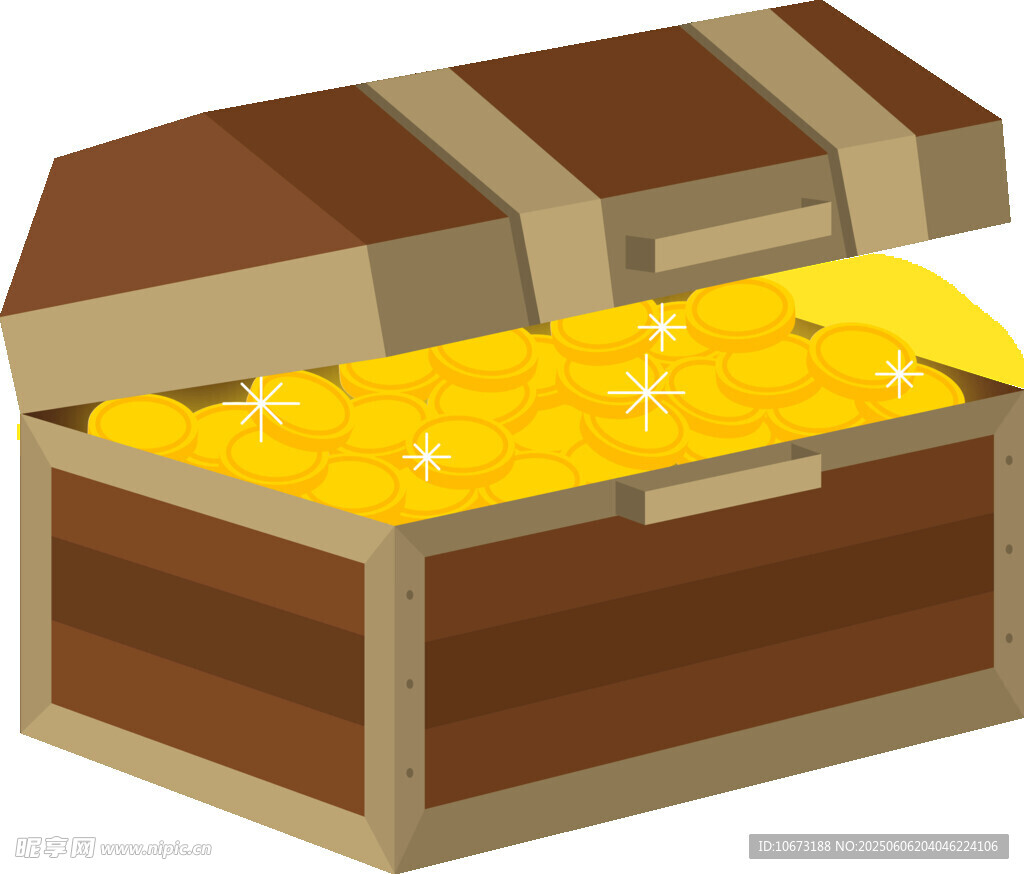 打开的宝箱装满金币