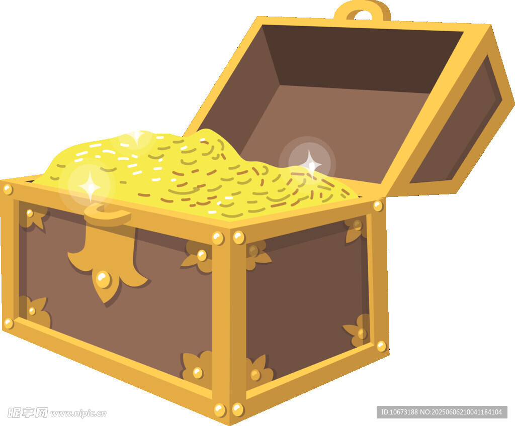 打开的宝箱装满金币