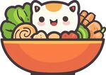 可爱猫咪在美食碗中