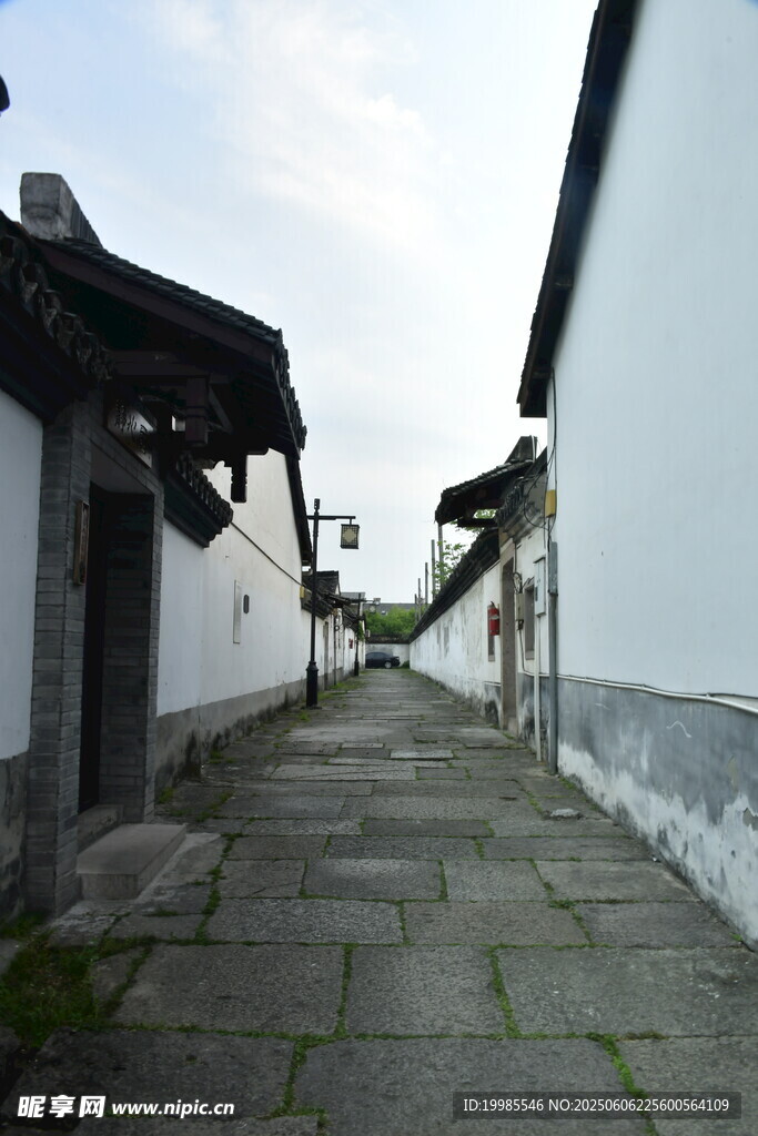 中式古代建筑墙面灰墙青瓦