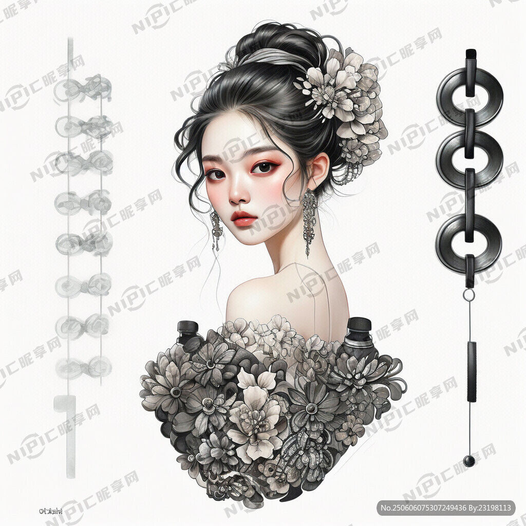 服装钮扣模特海报
