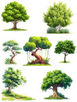 多样精美树木插画集合