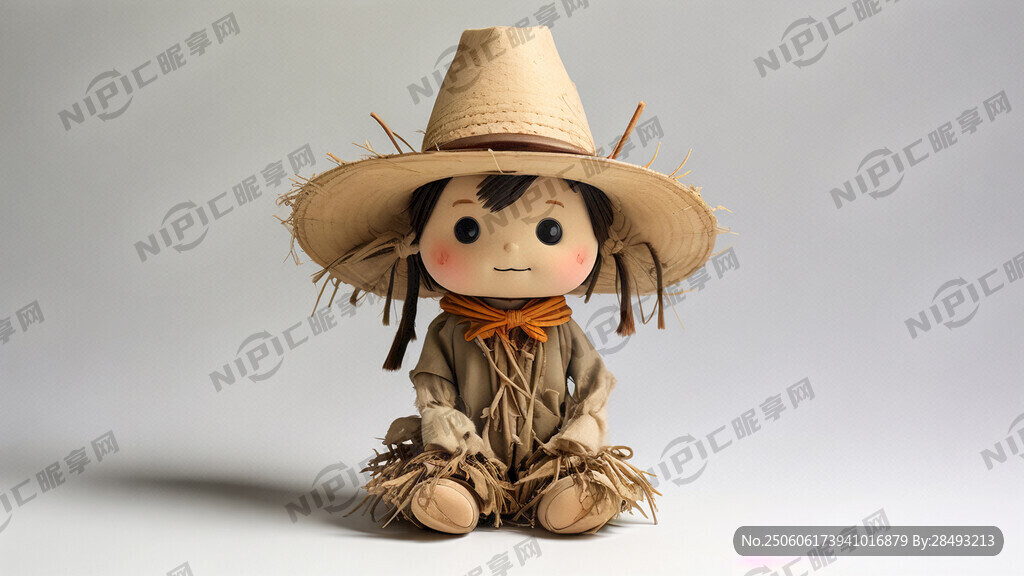 牛仔布帽子 稻草人娃娃