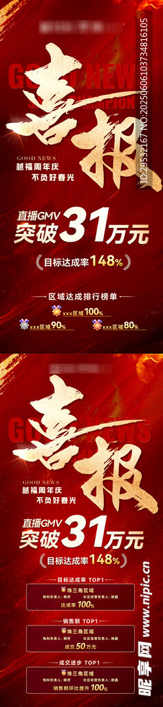 红色喜报排名战报系列海报