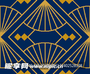 蓝金几何扇形图案纹理