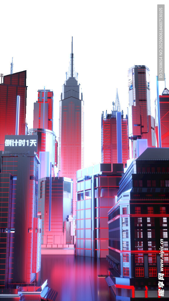 未来感都市夜景建筑风光