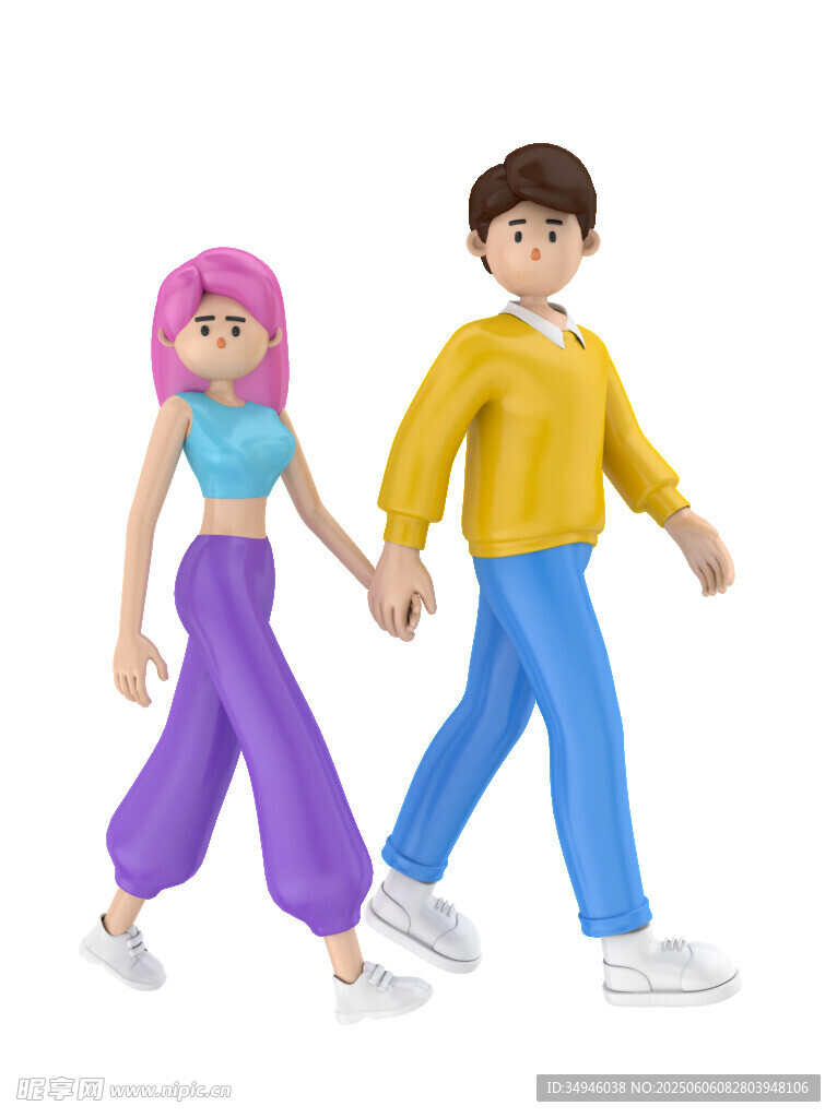 牵手漫步的青春男女