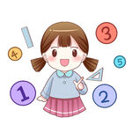 小女孩与多彩数字符号