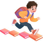 男孩踏书奔跑逐梦