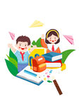 儿童快乐学习场景插画