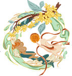 桂花玉兔中秋国风插画