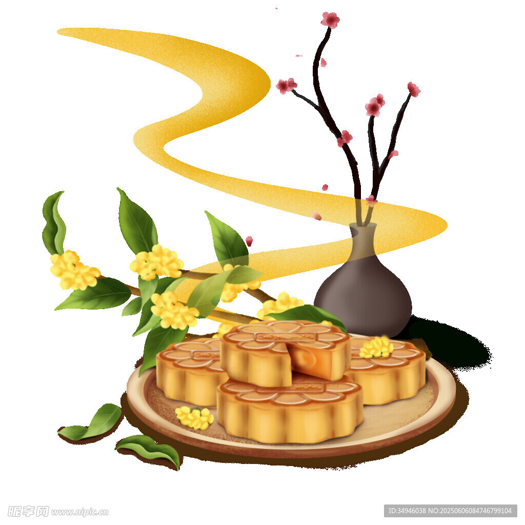 中秋月饼与雅致中式摆件