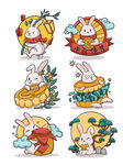 中秋玉兔插画图案集合