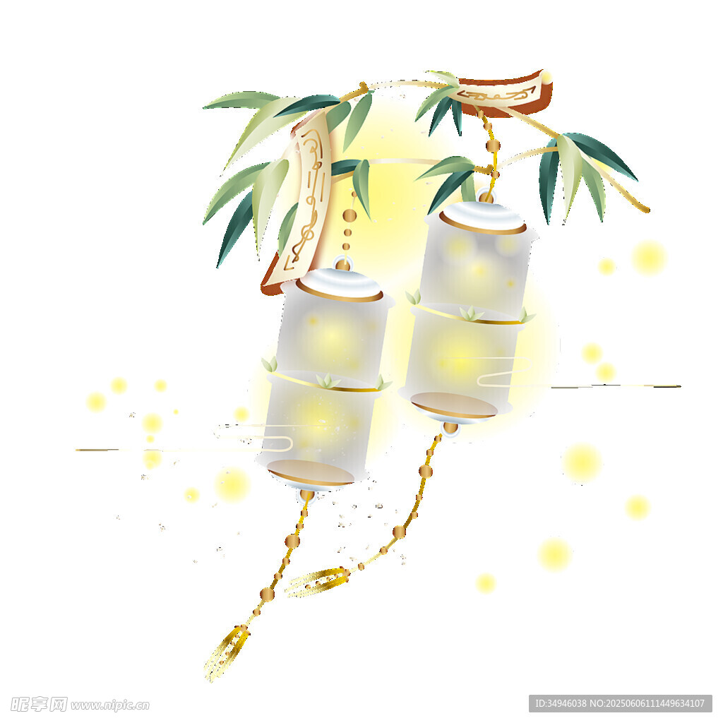 古风竹制风铃插画