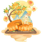 玉兔伴月赏中秋月饼