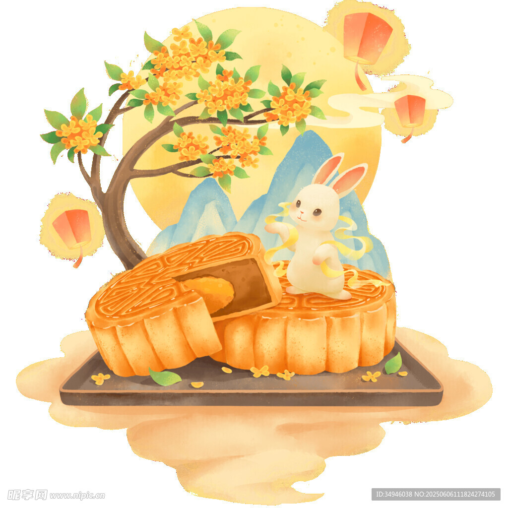 玉兔伴月赏中秋月饼