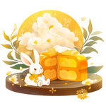 玉兔伴月享美味桂花糕