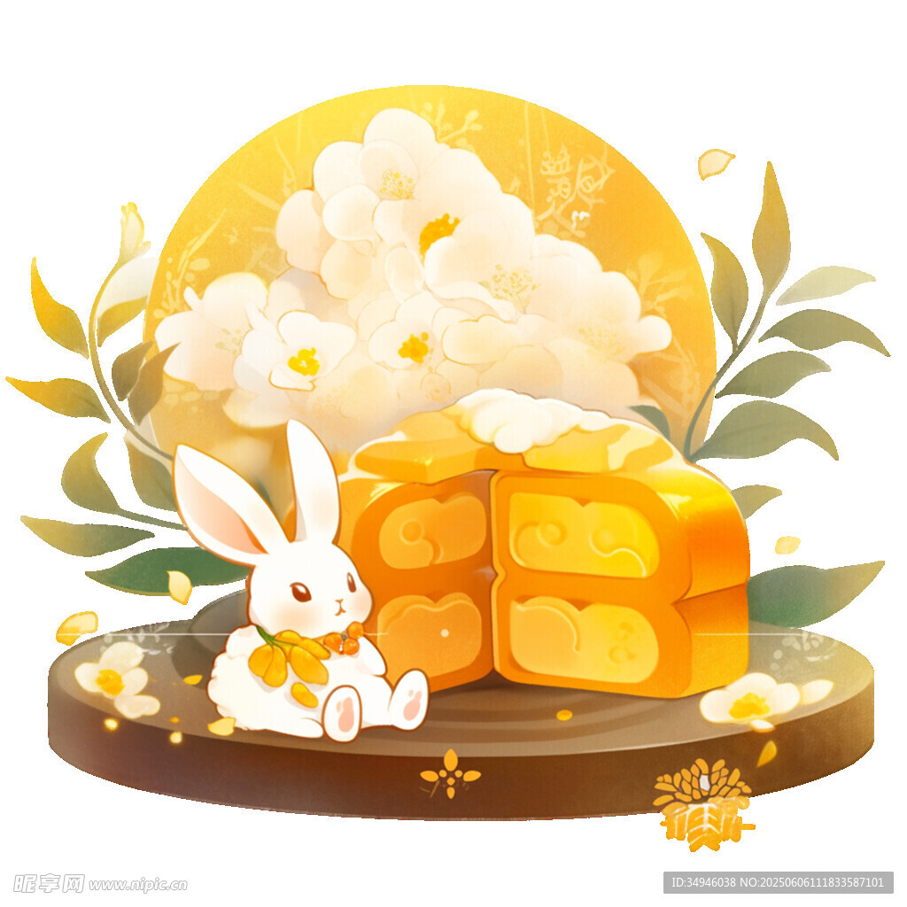 玉兔伴月享美味桂花糕