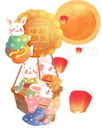 玉兔乘热气球庆中秋