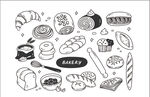 素描面包矢量图