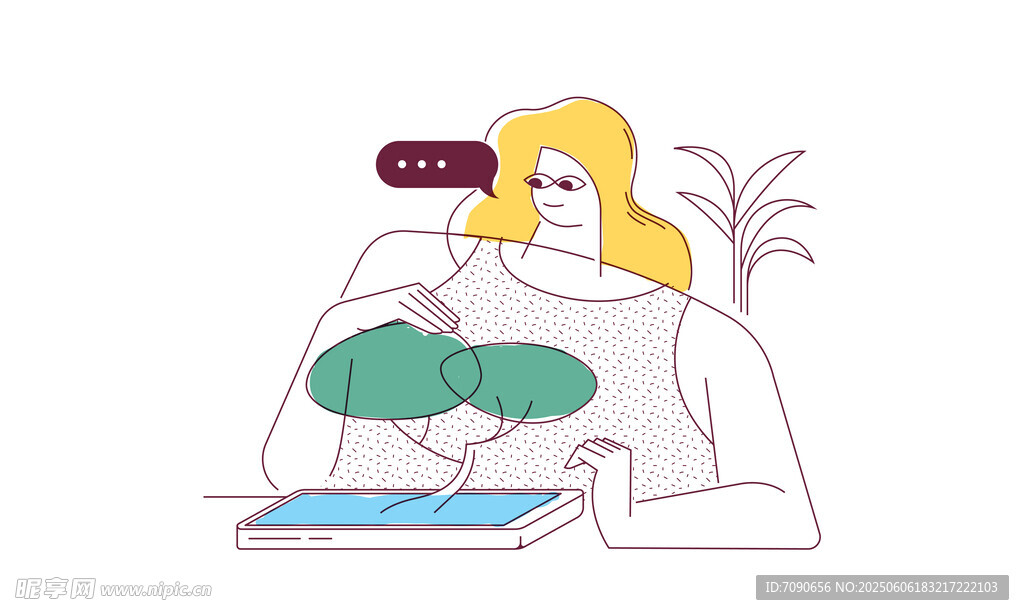 女性手持绿植享受惬意时光
