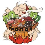 热气腾腾的丰盛火锅盛宴