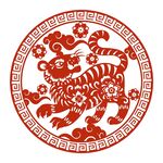 圆形剪纸风瑞虎吉祥图案