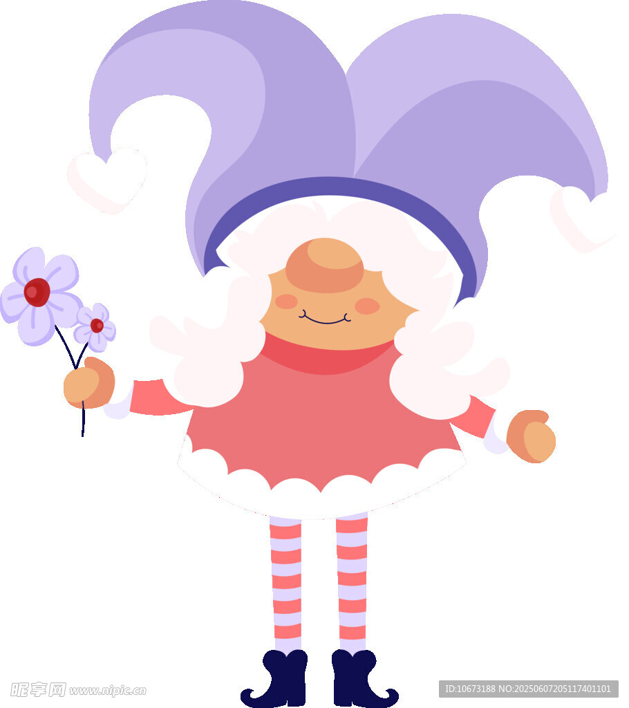 可爱小丑手持花朵