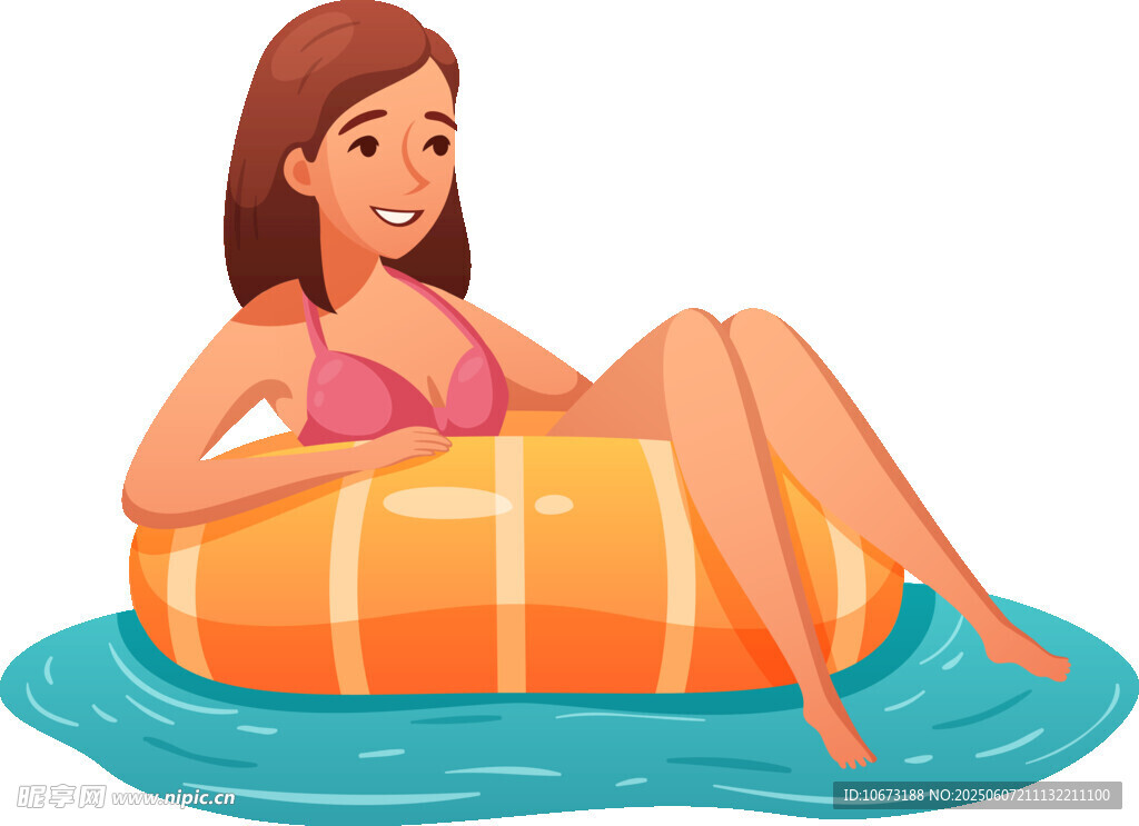 女子惬意漂浮在游泳圈上
