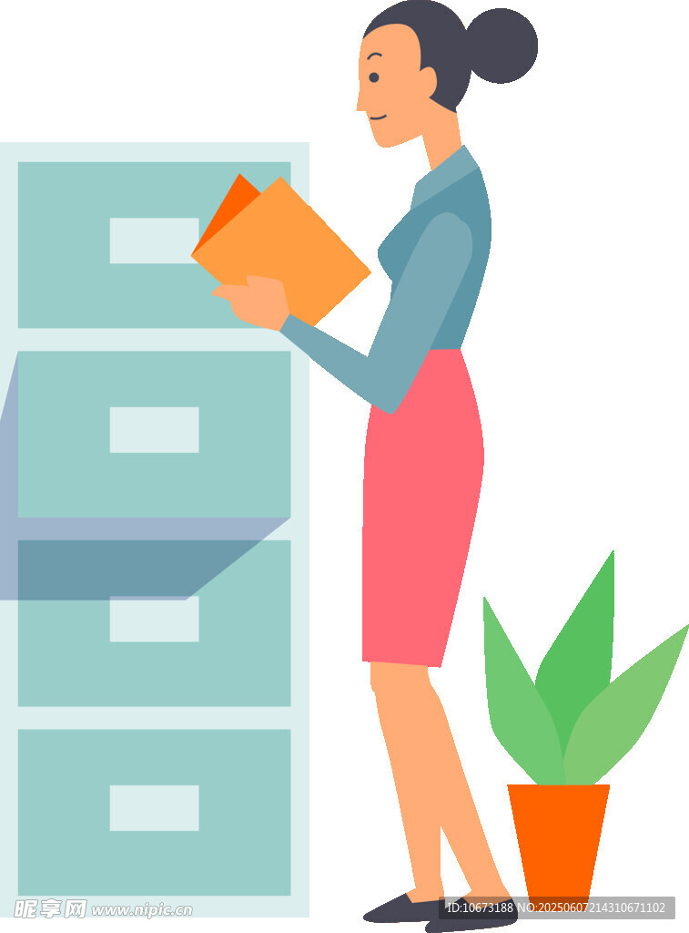 女士整理文件柜中的文件