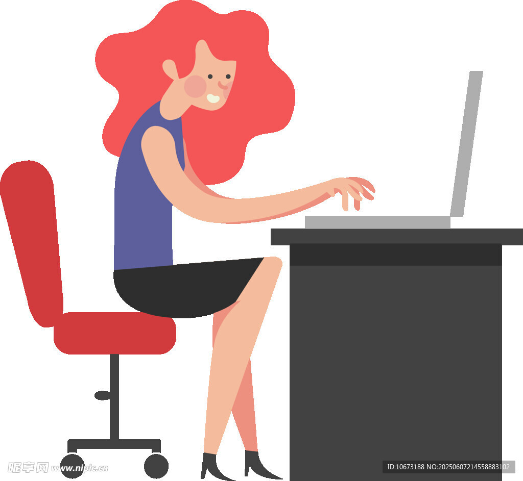 办公女性专注使用笔记本电脑