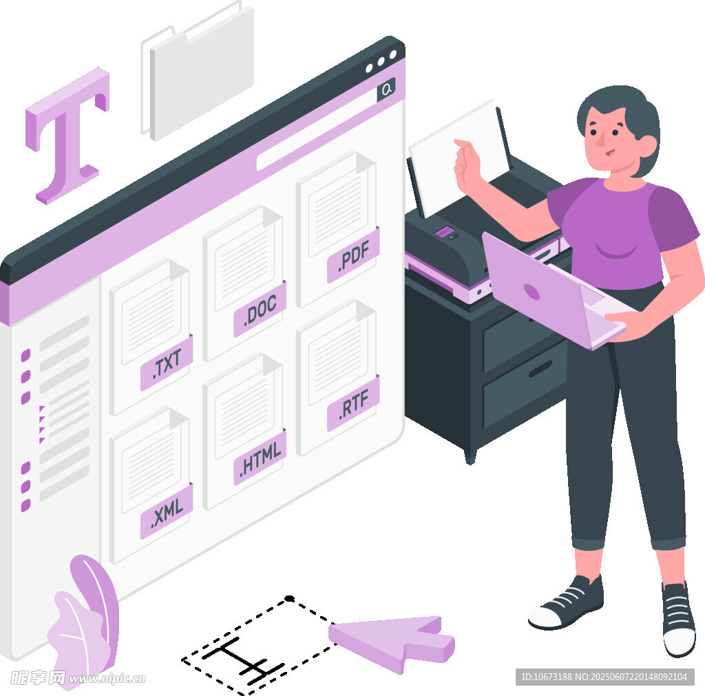 女性操作文件管理系统界面