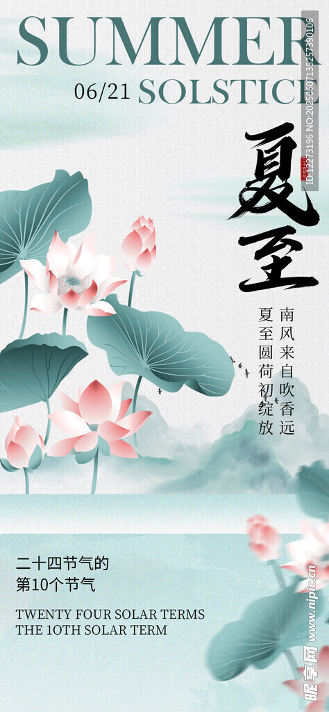 夏日荷花古风插画意境美