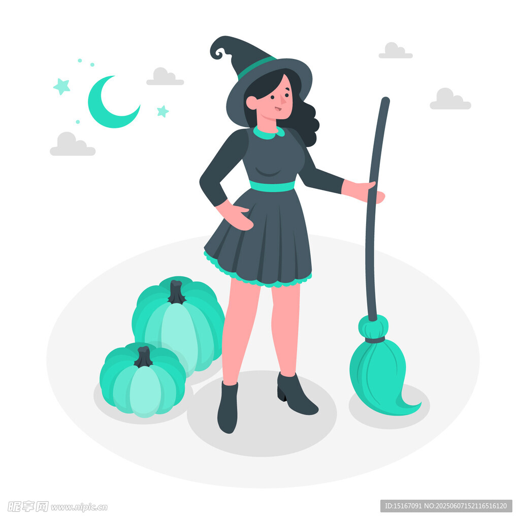 女巫与南瓜的奇幻场景