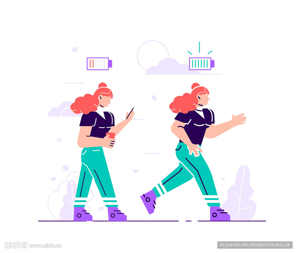 两位活力女性边走边用手机
