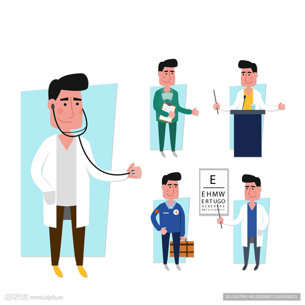 医疗男医生卡通人物插画