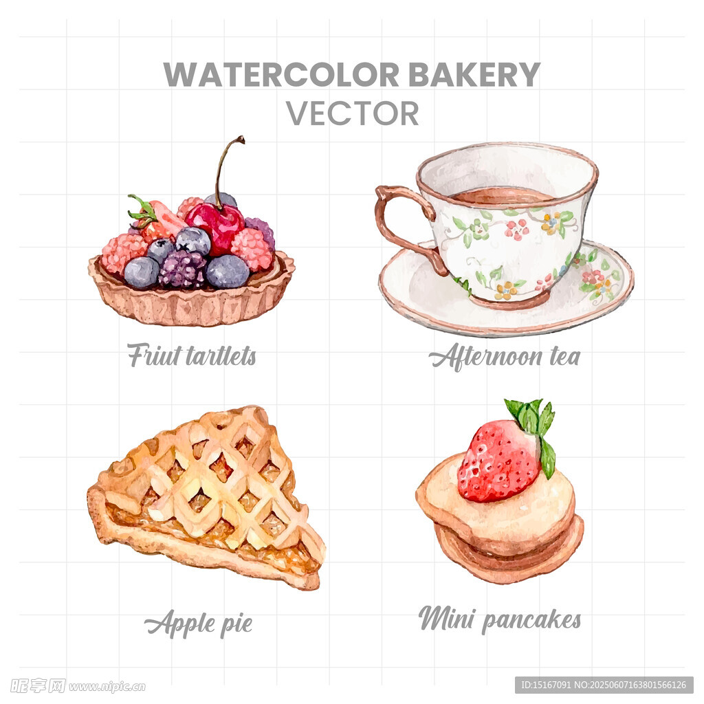 水彩烘焙美食插画