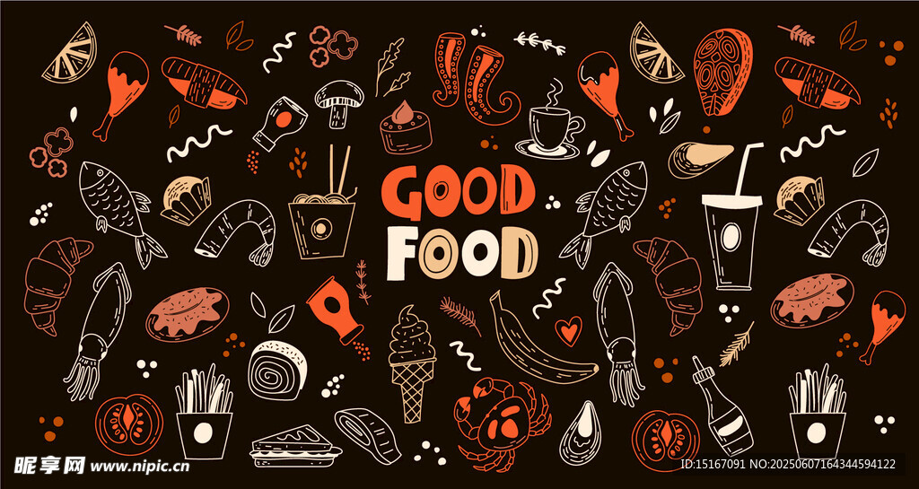 美食元素插画