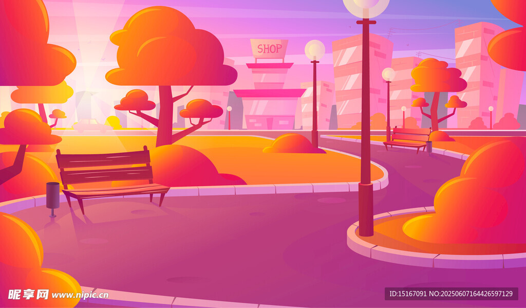 黄昏公园美景