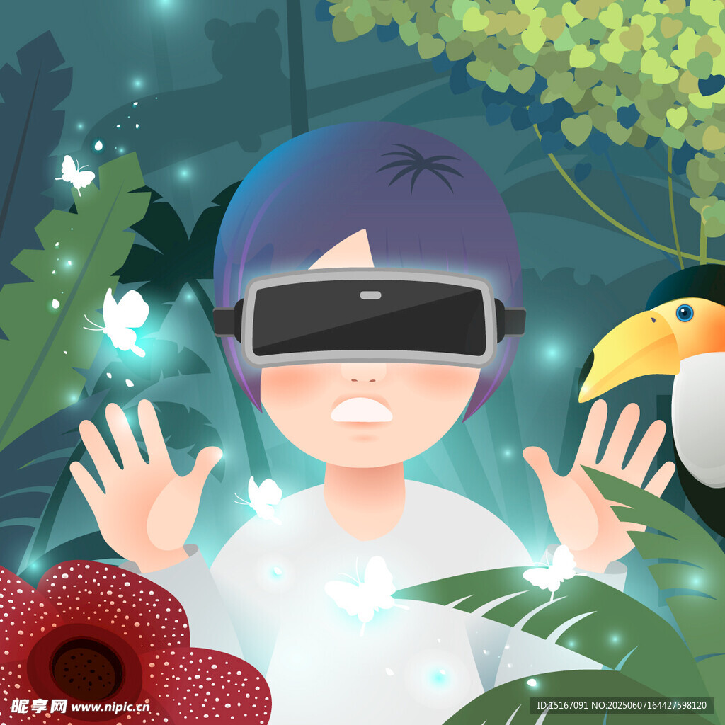男孩沉浸于虚拟现实世界