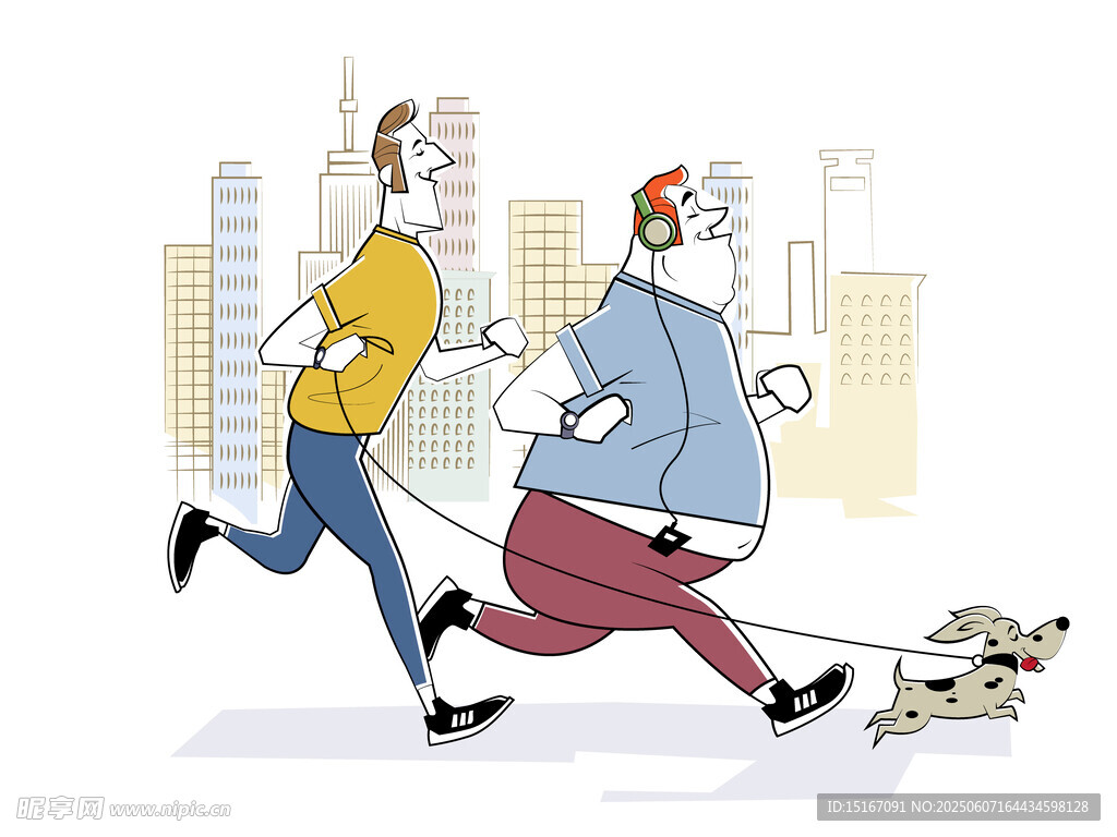 老人与年轻人户外跑步场景